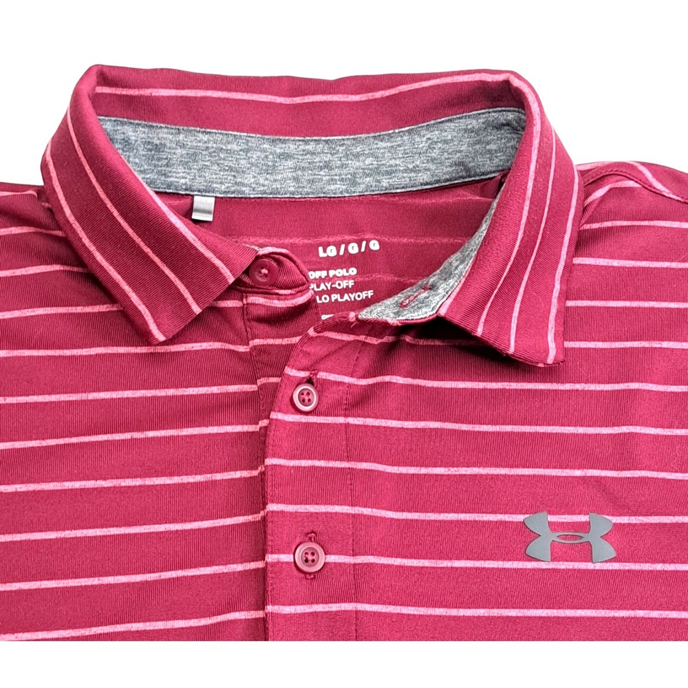 Under Armour The Playoff Polo Shirt Mens L Striped Performance‎ Golf Casual